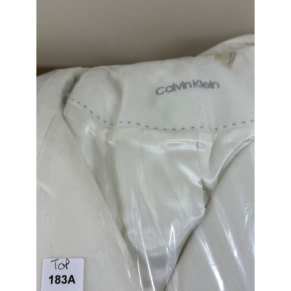 Calvin Klein Coat Women's XL White Belted Double Breasted Classic Quite Luxury - Picture 9 of 13